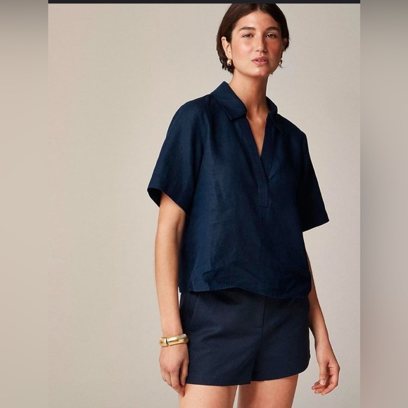J. Crew Tops - J.Crew Bungalow Popover Linen Top / Shirt Size 3X, V-Neck, NEW MSRP $89